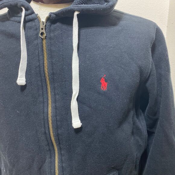 Polo Ralph Lauren Mens Sweatshirt Size Large Full Zip Hooded Drawstring Red Pony - Picture 3 of 10